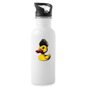 Gummientenpunk - Trinkflasche mit integriertem Trinkhalm - Weiß - Rechts