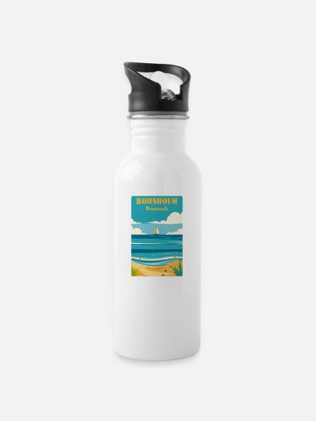 Bornholm - Trinkflasche mit integriertem Trinkhalm - Weiß