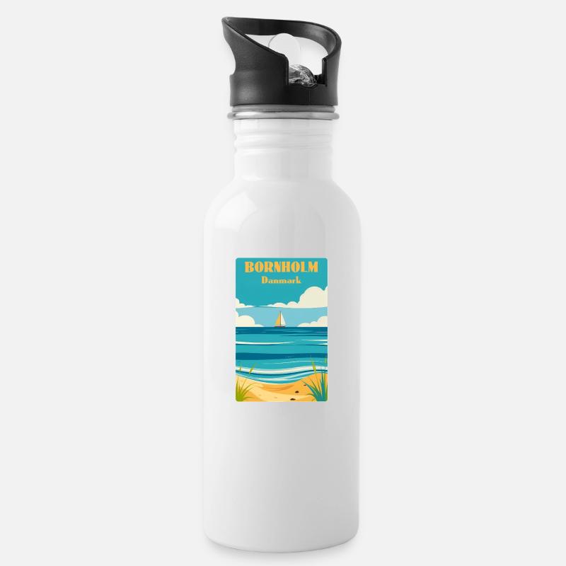 Bornholm - Trinkflasche mit integriertem Trinkhalm - Weiß