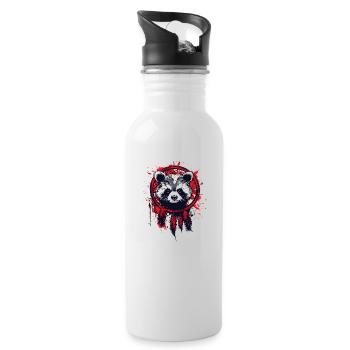 Raccoon and dream catcher - Water bottle with straw - white - Right