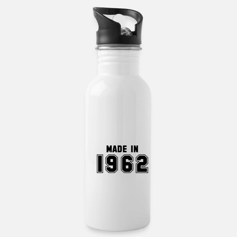 1962 - Water bottle with straw - white