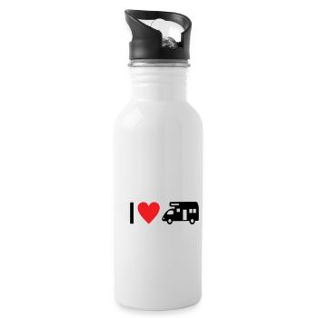 I love Camping - Trinkflasche mit integriertem Trinkhalm - Weiß - Rechts