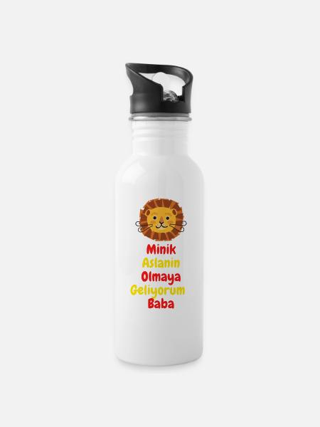 Baba Oluyorsun - Trinkflasche mit integriertem Trinkhalm - Weiß