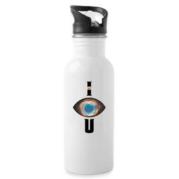 Ich sehe dich - mystisch 1 - Trinkflasche mit integriertem Trinkhalm - Weiß - Rechts