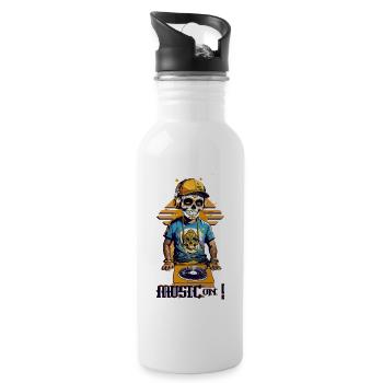Skull DJ - Trinkflasche mit integriertem Trinkhalm - Weiß - Rechts