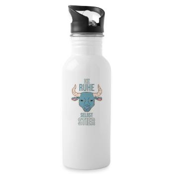 Sternzeichen Stier Horoskop Tier - Trinkflasche mit integriertem Trinkhalm - Weiß - Rechts