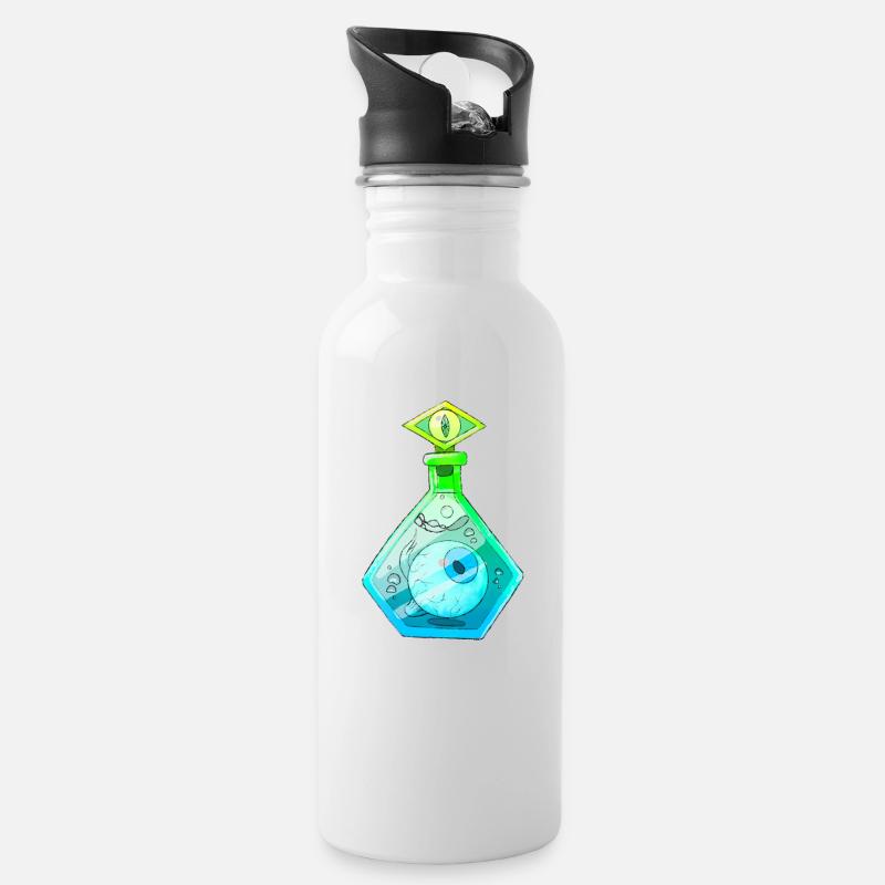 Augen Trank - Trinkflasche mit integriertem Trinkhalm - Weiß