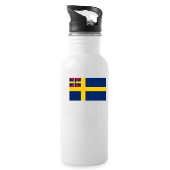 Sillsalaten Flagge der Schwedischen Union m. Norwegen 1844-1905 - Trinkflasche mit integriertem Trinkhalm - Weiß - Rechts