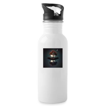 Verträumte Insel bei Nacht - Trinkflasche mit integriertem Trinkhalm - Weiß - Rechts