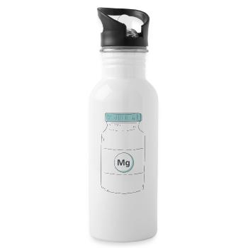 Nahrungsergänzung Magnesium Protein - Trinkflasche mit integriertem Trinkhalm - Weiß - Rechts