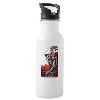 Okkulte Steampunk Apokalypse Gothic Skelet Design - Trinkflasche mit integriertem Trinkhalm - Weiß - Rechts