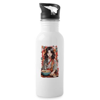 Ramen Anime Popart Japanese Noodle Soup - Water bottle with straw - white - Right