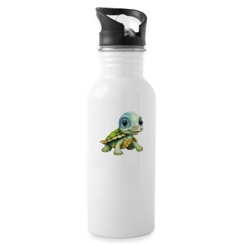 Tortue mignonne pour bébés et enfants - Gourde avec paille intégrée - blanc - Droite