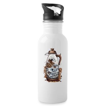 Japanese Coffee Aesthetics Streetwear Style - Water bottle with straw - white - Right