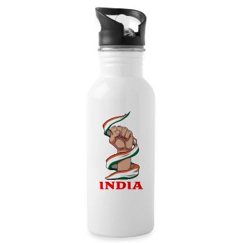 India Indian Hindu Pride Flag Country I Gift - Water bottle with straw - white - Right