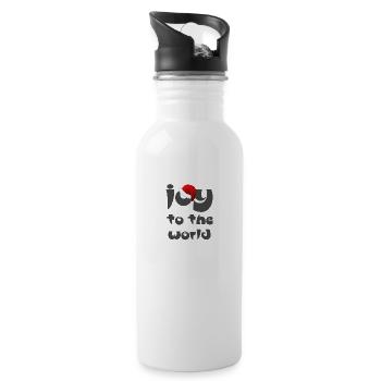 Christliche Weihnachtsgestaltung Freude für die Welt - Trinkflasche mit integriertem Trinkhalm - Weiß - Rechts