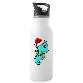 Seahorse Comic Christmas - Water bottle with straw - white - Right
