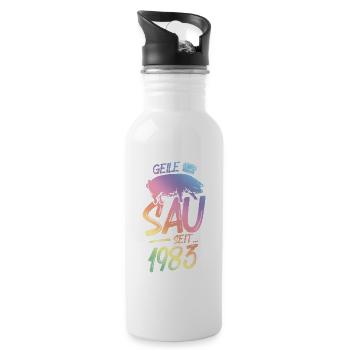 1983 Geile Sau - Trinkflasche mit integriertem Trinkhalm - Weiß - Rechts