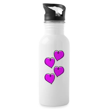 Symbole de l’amour des cœurs - Gourde avec paille intégrée - blanc - Droite