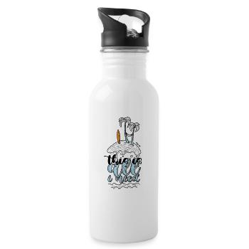 Summer - Trinkflasche mit integriertem Trinkhalm - Weiß - Rechts