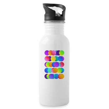 Knallbunte Kreise - Trinkflasche mit integriertem Trinkhalm - Weiß - Rechts