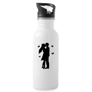 Liebe - Trinkflasche mit integriertem Trinkhalm - Weiß - Rechts