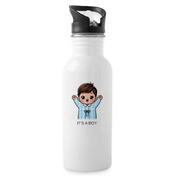 IT S A BOY - Trinkflasche mit integriertem Trinkhalm - Weiß - Rechts