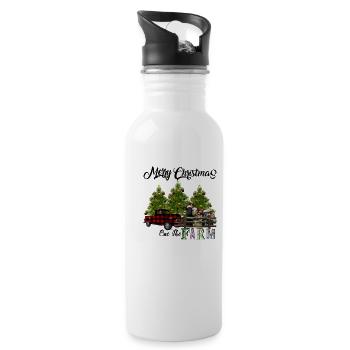 Merry Christmas One The Farm - Water bottle with straw - white - Right
