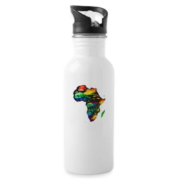AFRIKA - KARTE - Trinkflasche mit integriertem Trinkhalm - Weiß - Rechts