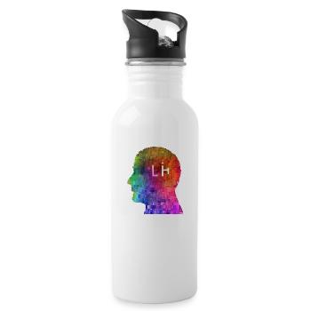 LGBTQIA+ Regenbogen KI Glitch - Trinkflasche mit integriertem Trinkhalm - Weiß - Rechts