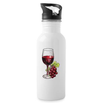 Weinglas Trauben Wein - Trinkflasche mit integriertem Trinkhalm - Weiß - Rechts