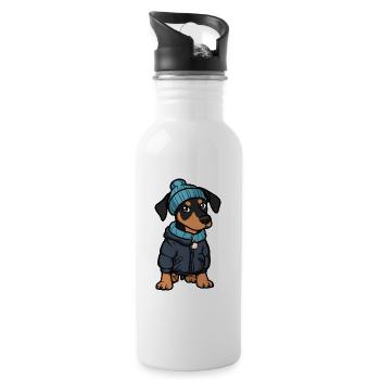 Doberman Dog Stylish - Water bottle with straw - white - Right