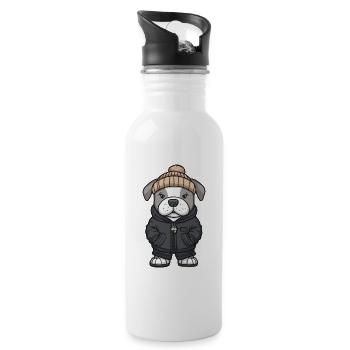 Dogo Argentino Dog Stylish - Water bottle with straw - white - Right