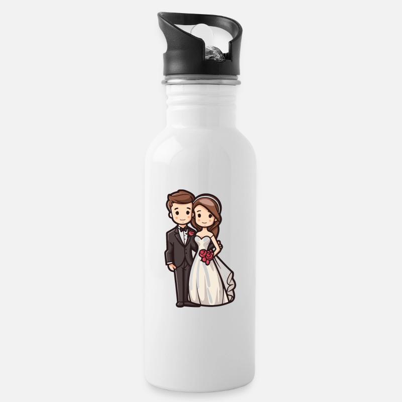 Mariée et marié Mariage Marié Marié - Gourde avec paille intégrée - blanc