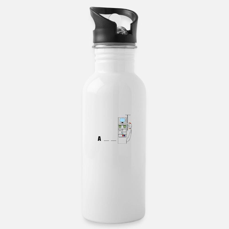 Dialyse Hämodialyse Hämodiafiltration Geschenk - Trinkflasche mit integriertem Trinkhalm - Weiß