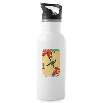 Utagawa Hiroshige White Headed Bird on Maple - Water bottle with straw - white - Right