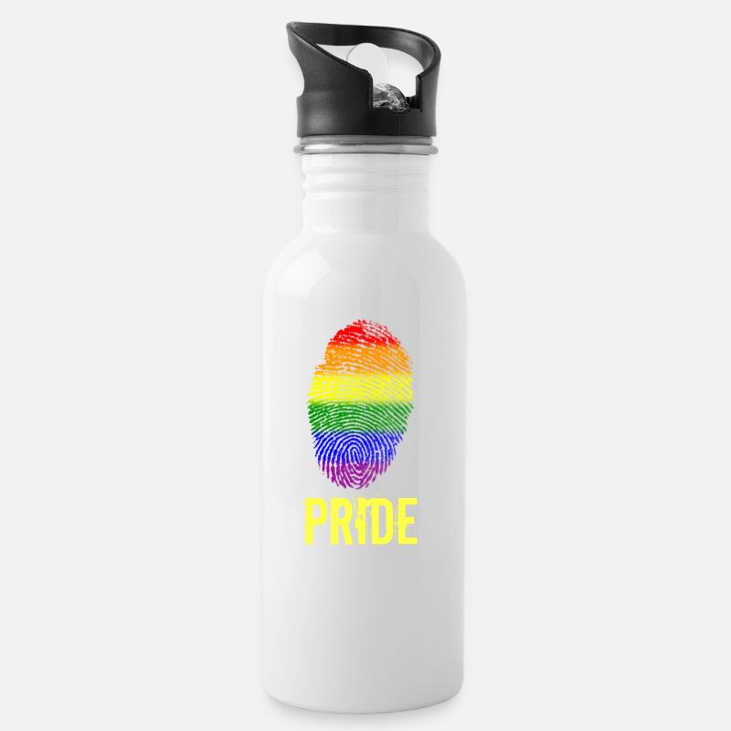 Pride Stolz Fingerabdruck - Trinkflasche mit integriertem Trinkhalm - Weiß