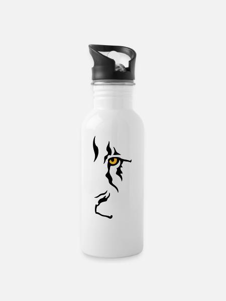 Œil de lion 2 (gauche) - Gourde avec paille intégrée - blanc