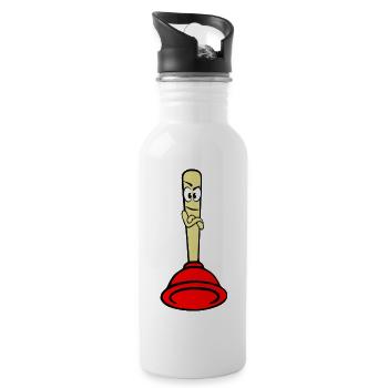 Pömpel - Trinkflasche mit integriertem Trinkhalm - Weiß - Rechts