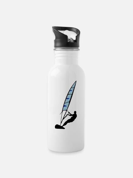 Windsurfing - Trinkflasche mit integriertem Trinkhalm - Weiß