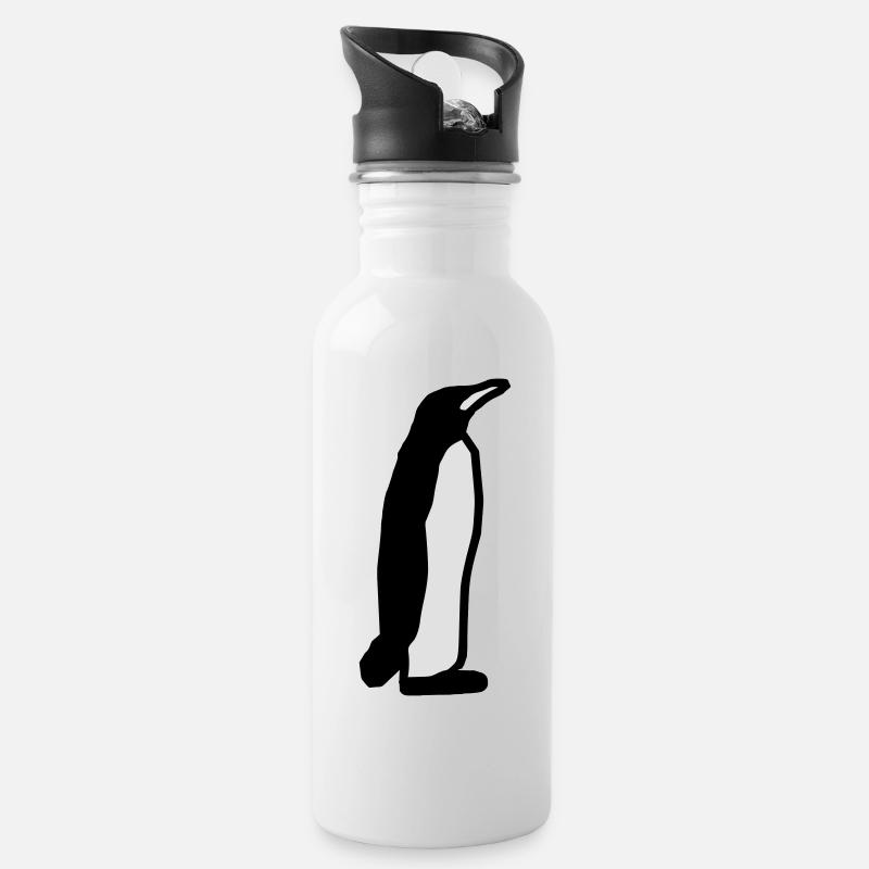 Idée de cadeau de cadeau de pingouin - Gourde avec paille intégrée - blanc