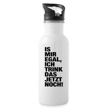 is mir egal ich trink das jetzt noch Alkohol Party - Trinkflasche mit integriertem Trinkhalm - Weiß - Rechts