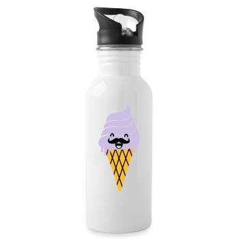ice cream with moustache - Eis mit Bart - Trinkflasche mit integriertem Trinkhalm - Weiß - Rechts