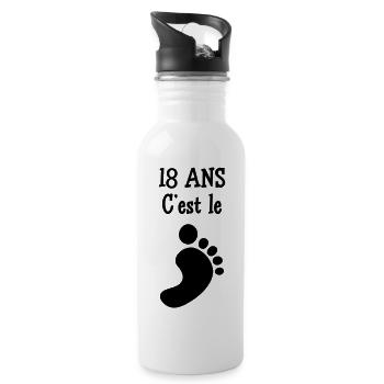 18 ans c'est le pied ! - Gourde avec paille intégrée - blanc - Droite