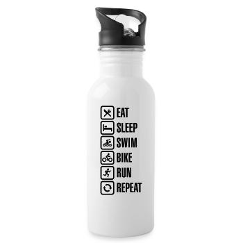 Eat sleep swim bike run repeat - triathlon - Trinkflasche mit integriertem Trinkhalm - Weiß - Rechts