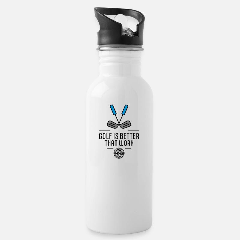 golf - Water bottle with straw - white