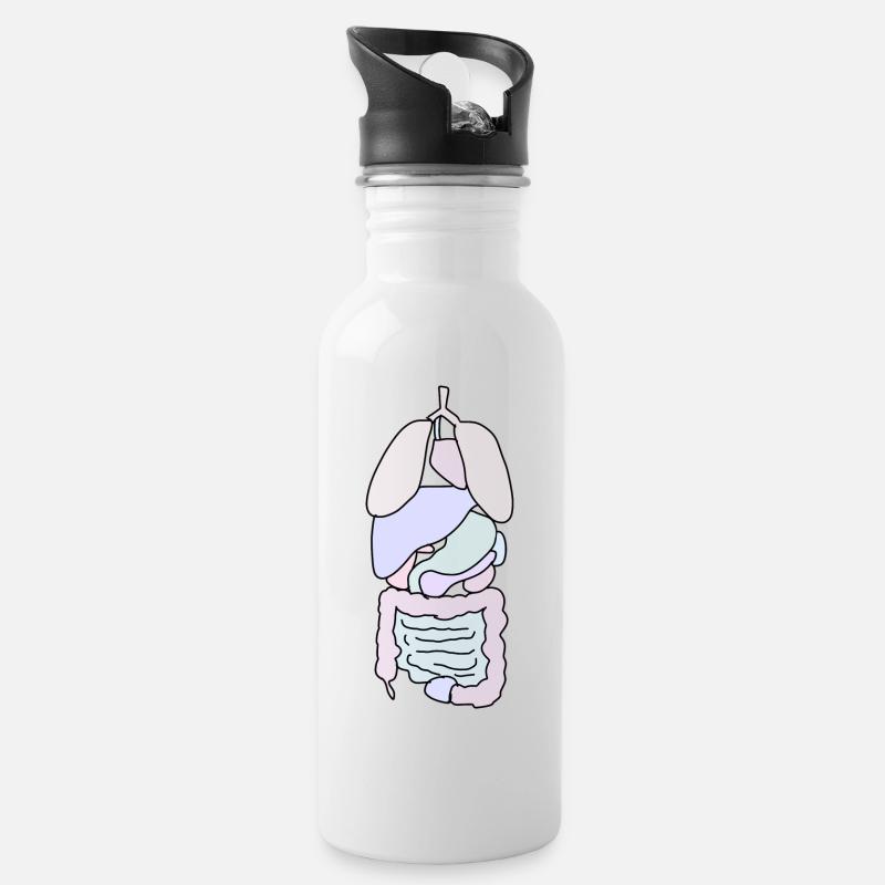 Anatomie Organe Medizin - Trinkflasche mit integriertem Trinkhalm - Weiß
