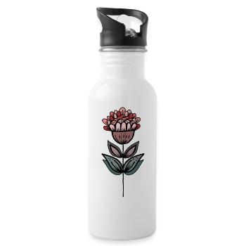 Handgezeichnete Blütenoase - Water bottle with straw - white - Right