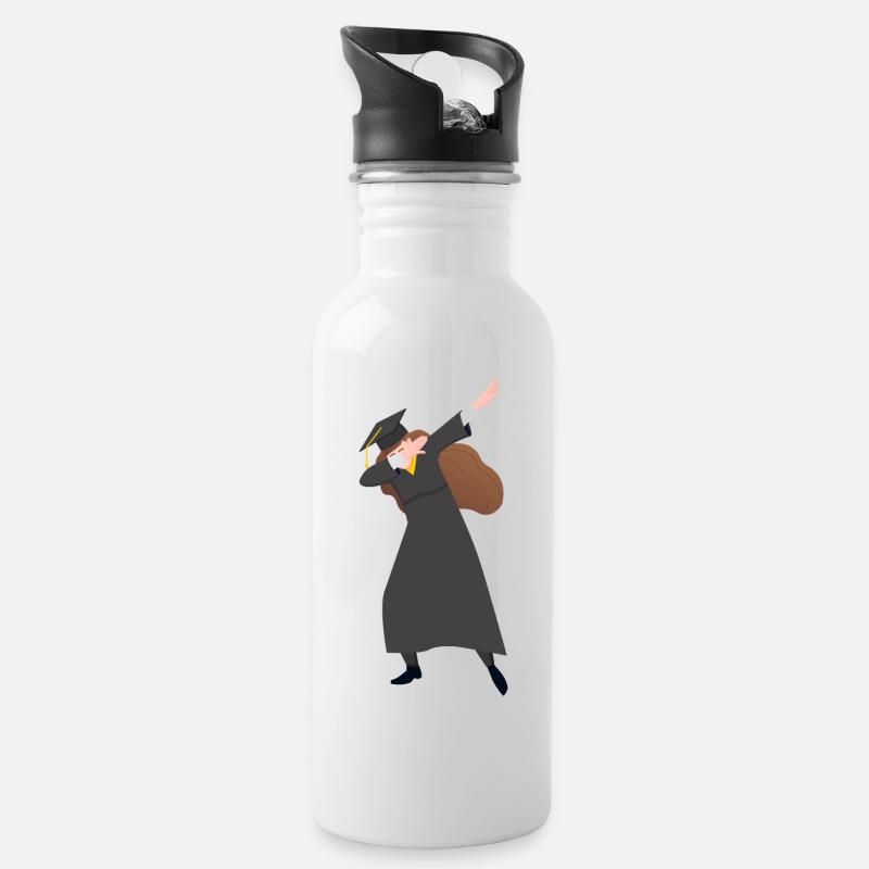 Absolventin bei Universitäts Abschluss dabbt (Dab) - Trinkflasche mit integriertem Trinkhalm - Weiß