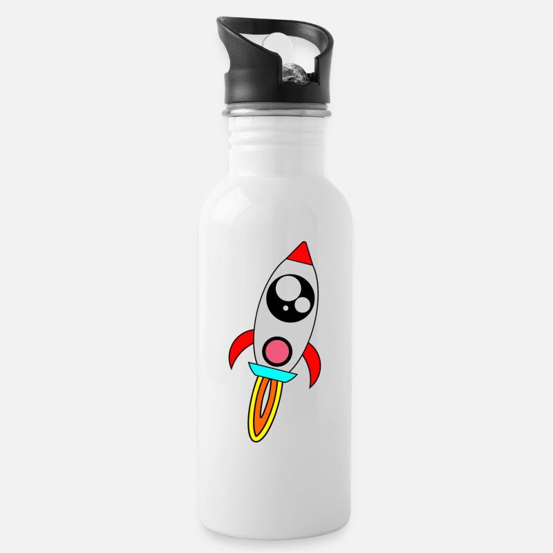 Kawaii - FUSÉE - Gourde avec paille intégrée - blanc
